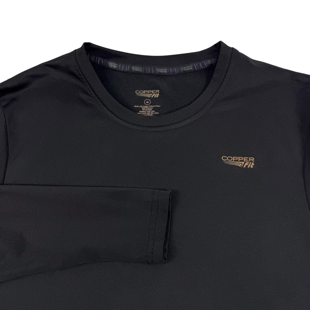 Copper Fit Shirt Mens Medium Black Long Sleeve Crew Neck‎ Performance Tee Gym